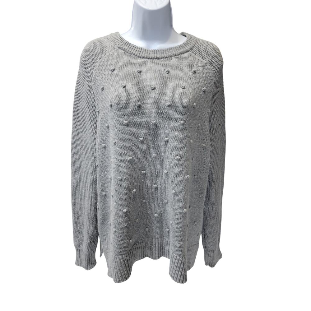 Old Navy Gray Womens Sweater L scoop Neck embellished knit pull over